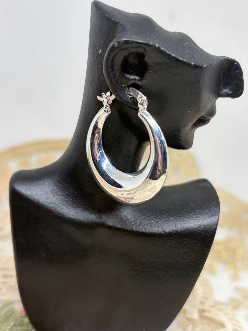 925 Sterling Silver Sculptural Teardrop Hoops | Chunky Modern Earrings 1.25” - Picture 3 of 6